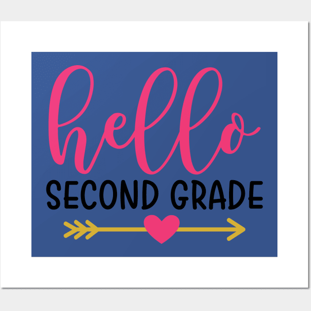 Hello Second Grade Kids Back to School Cute Wall Art by ThreadSupreme